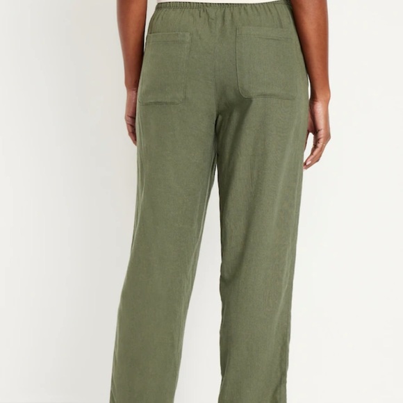 NWT OLD NAVY High-Waisted Linen-Blend Straight Pants Color: Olive - Picture 3 of 7